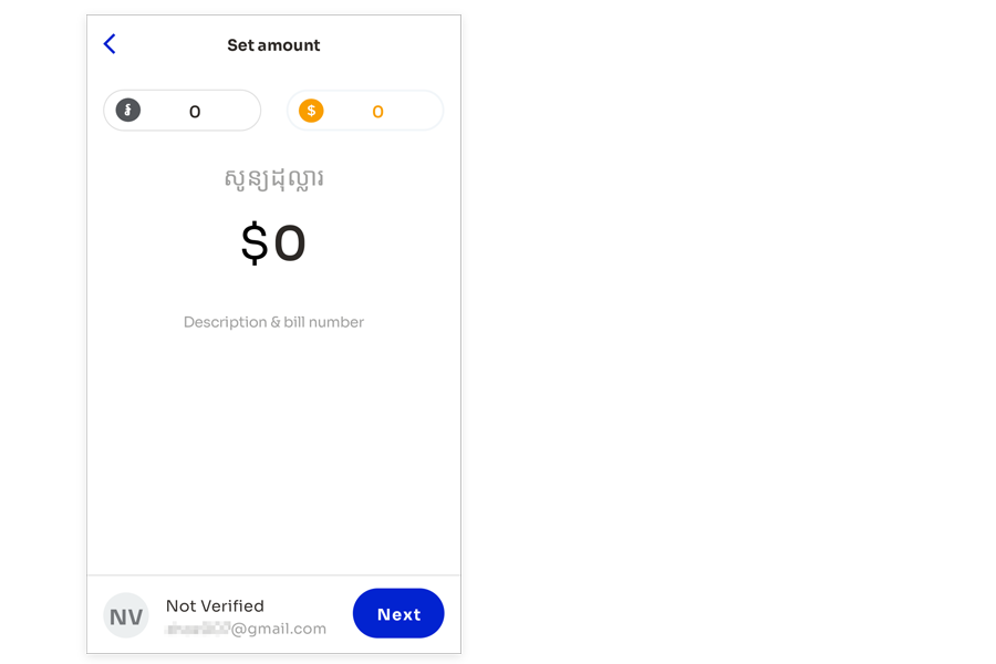 Currency and Amount Selection